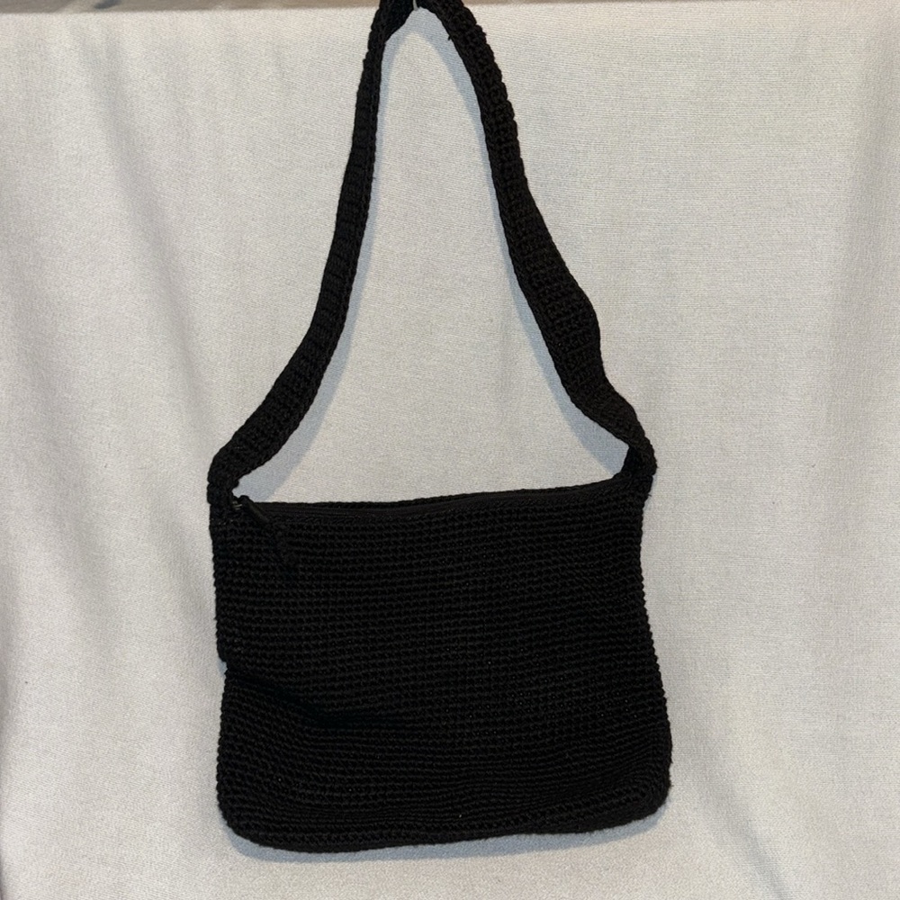 Happy & Free women’s black crochet bamboo blend  shoulder bag